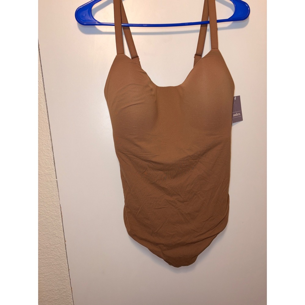 Auden Luxury Collection Bodysuit Golden Brown XL Sleeveless Snap Crotch NWT